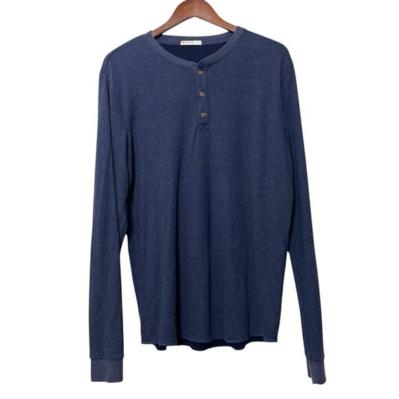 Marine Layer Double Knit Henley Men's Size M/L Dark Navy Long Sleeve Shirt - Picture 1 of 9